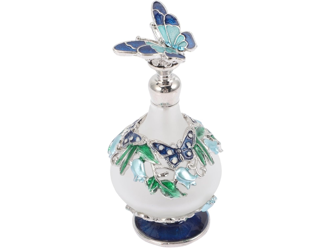 Frasco De Perfume Vintage Em Vidro, 25ml, Recarregável, Retrô, Azul, Elegante.
