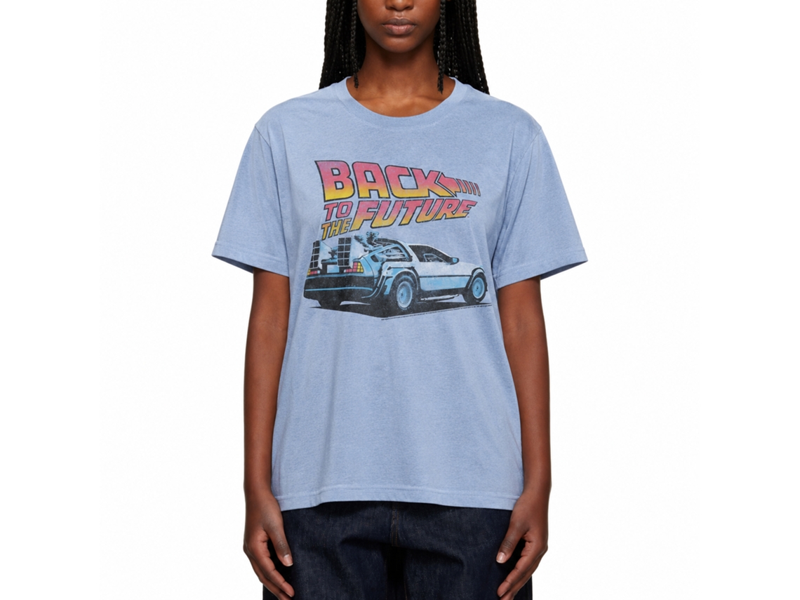 Rockinstone Back To The Future Movie Future Heather Light Blue Adult T-shirt Size:l