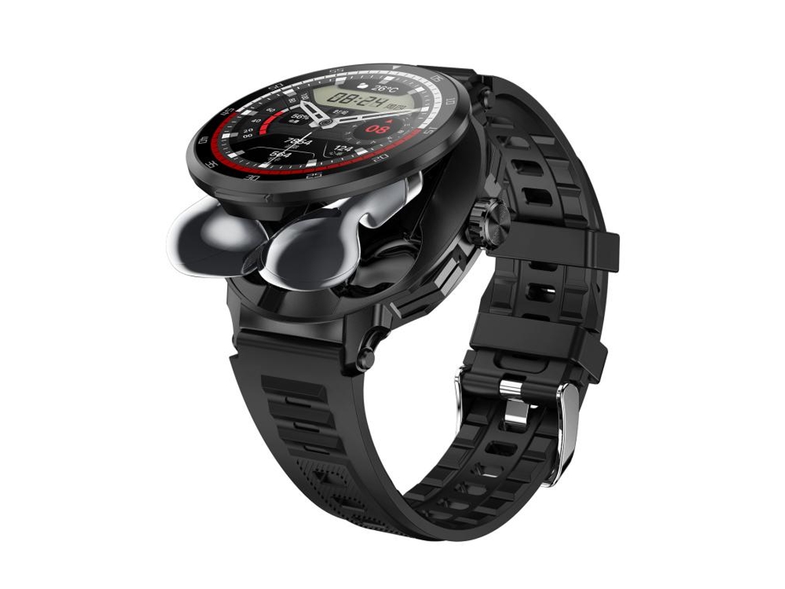 (preto) Smartwatch 2 Em 1 Com Fone De Ouvido Bluetooth De 1,46 Polegadas, Chamadas Bluetooth/nfc/monitoramento Cardíaco