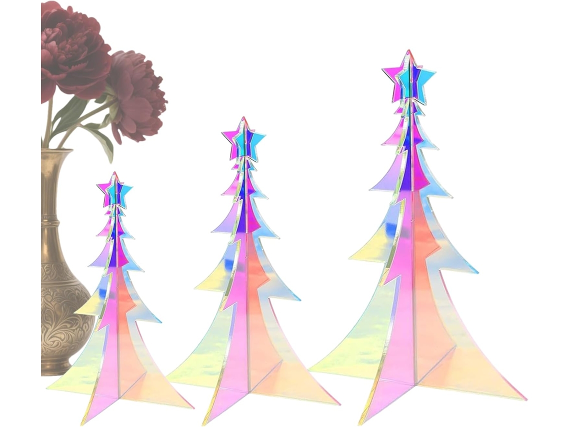Árvore De Natal Holográfica, Decoração De Mesa Prismática Iridescente |
