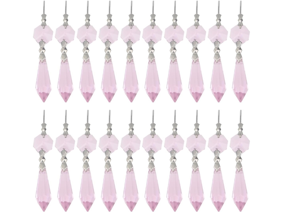 Pingente Cortina Cristal 37mm 20 Peças Contas Vidro Prismáticas Decoração Pendurar Artesanato Joias Casamento GOKOCO