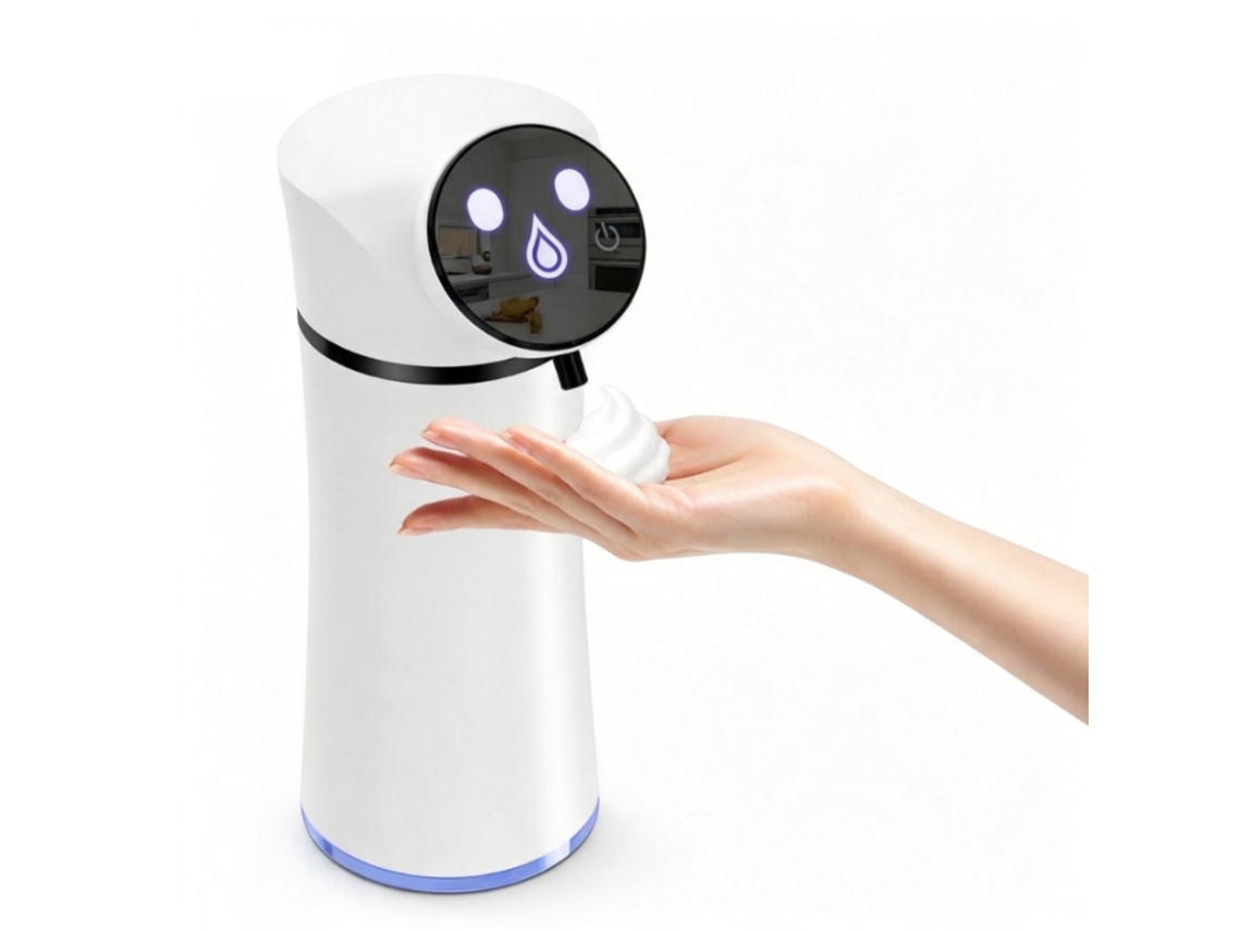 Dispensador De Sabonete Líquido Espumante Recarregável E Sem Contato, Com Visor Inteligente E Sensor Automático De Espuma.