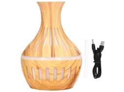 Umidificador Aromaterapia 300ml Usb Grão de Madeira Luz Led 7 Cores 5v 1a Silencioso