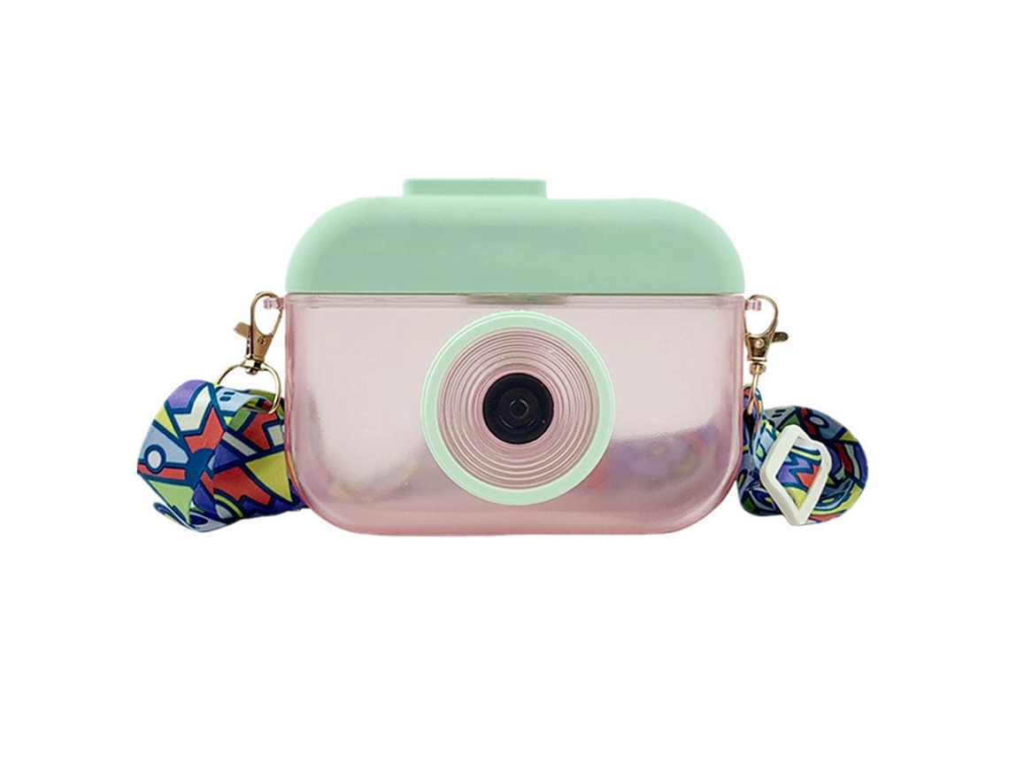 Garrafa Infantil Câmera Cute 400ml com Canudo e Correia