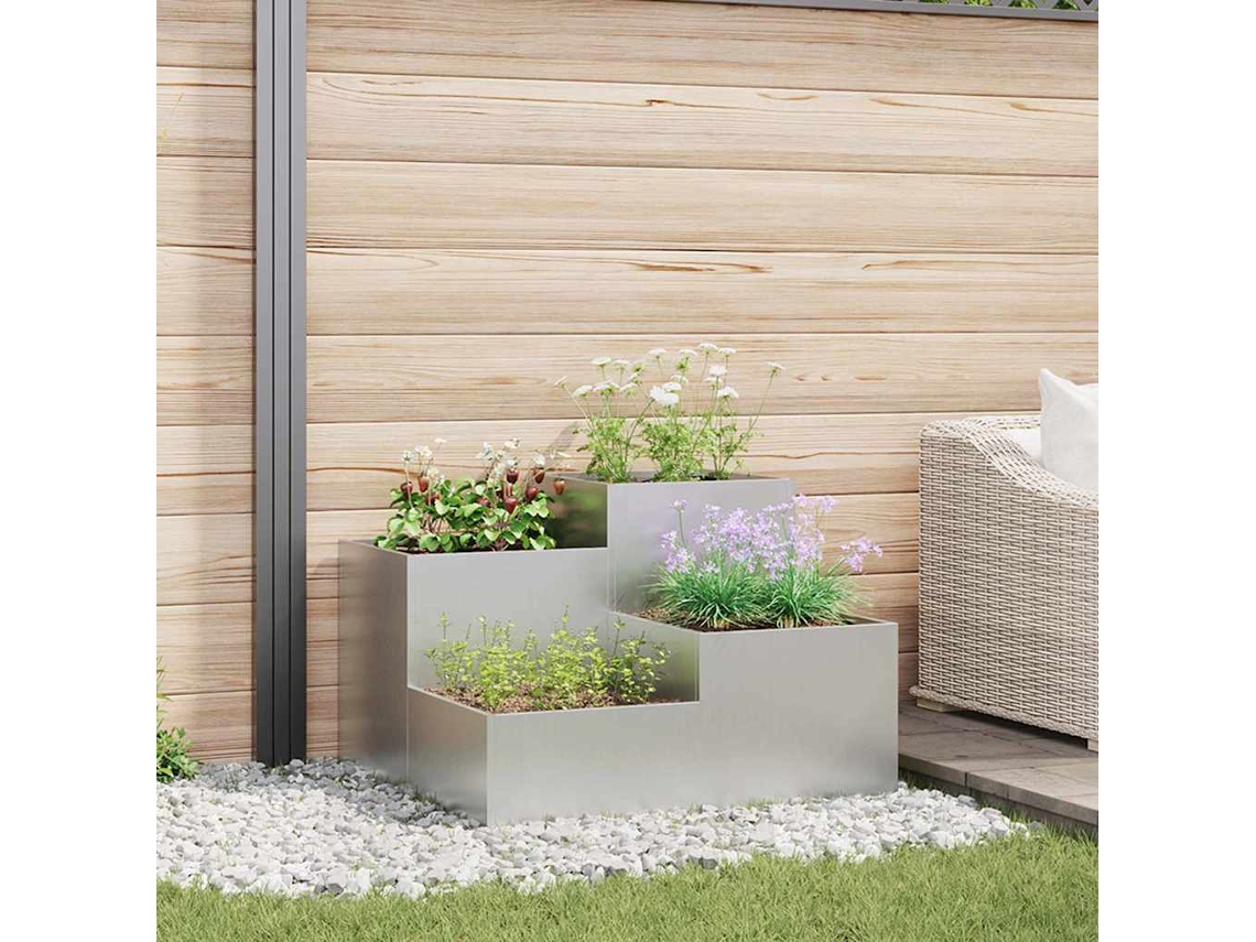 Vidaxl Vaso De Jardim Prateado 80 X 80 X 60 Cm Aço Galvanizado