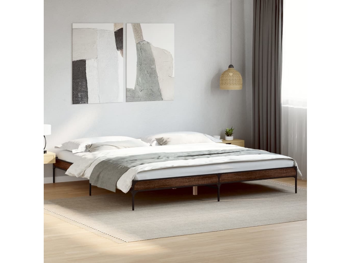 Estrutura De Cama 200x200cm Derivados Madeira/metal