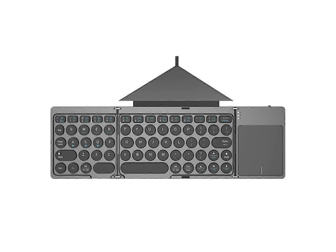 Teclado Bluetooth Dobrável, Teclado Sem Fio Portátil com Capa de Couro Pu e Touchpad, Teclado de Bolso para Viagens. TAISHENGDA