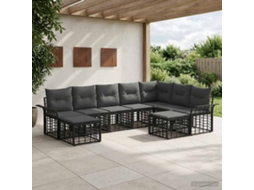 Vidaxl Conjunto De Sofás Para Exterior 9 Pcs Preto E Cinza Escuro