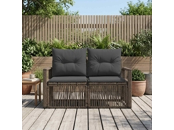 Vidaxl Sofá De Jardim 2-número De Lugares Cinzento Vime Pe