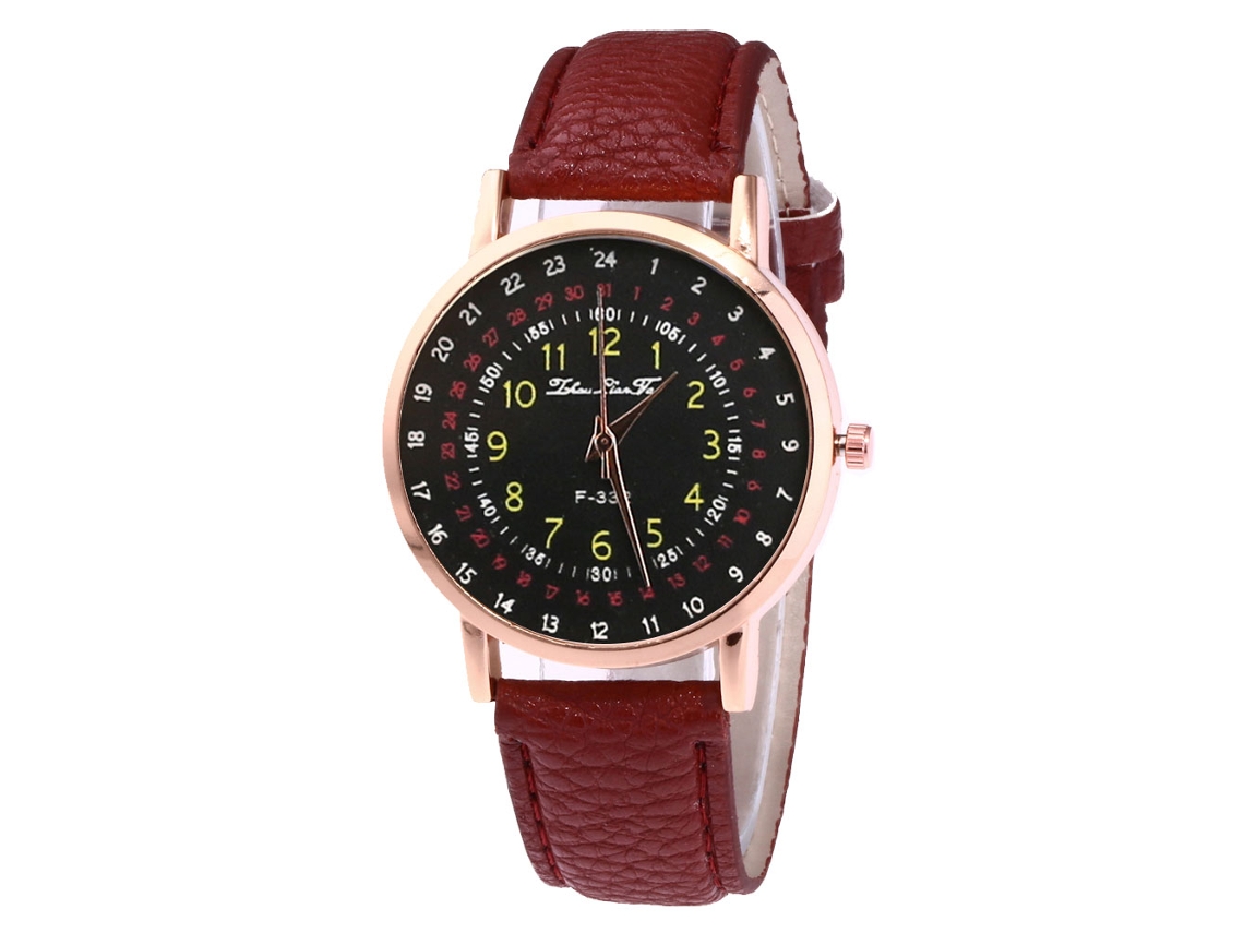 Reloj De Cuero Moda Ocio Analógico De Quartzo Para Hombre F322-ma Café Oscuro