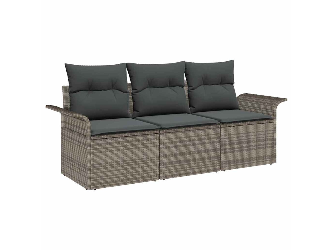 Maison Exclusive - Conjunto De Sofás Com Almofada 3 Pcs Cinzeto Vime Pe