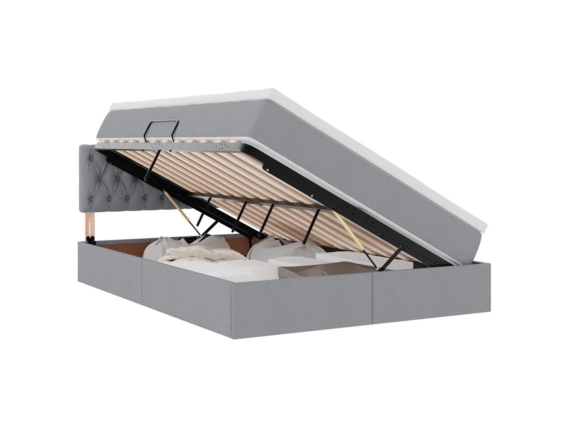 SYFAX™ Cama com Arrumação e Colchão Cinzento claro 140 X 190 Cm