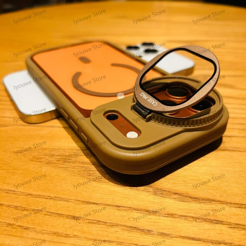 Capa Transparente Magnética Para Iphone 17 Pro Max (dourada) Com Suporte Magsafe, Resistente A Impactos.