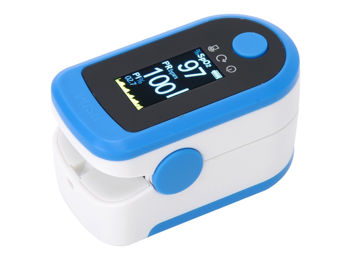 Oxímetro de dedo portátil com Bluetooth, monitor de saturação de oxigênio e frequência cardíaca, azul | S/MARCA