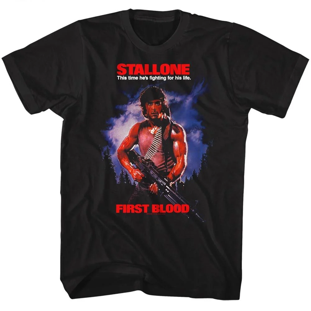 Rockinstone Rambo Movie First Blood Black Adult T-shirt Size:xl