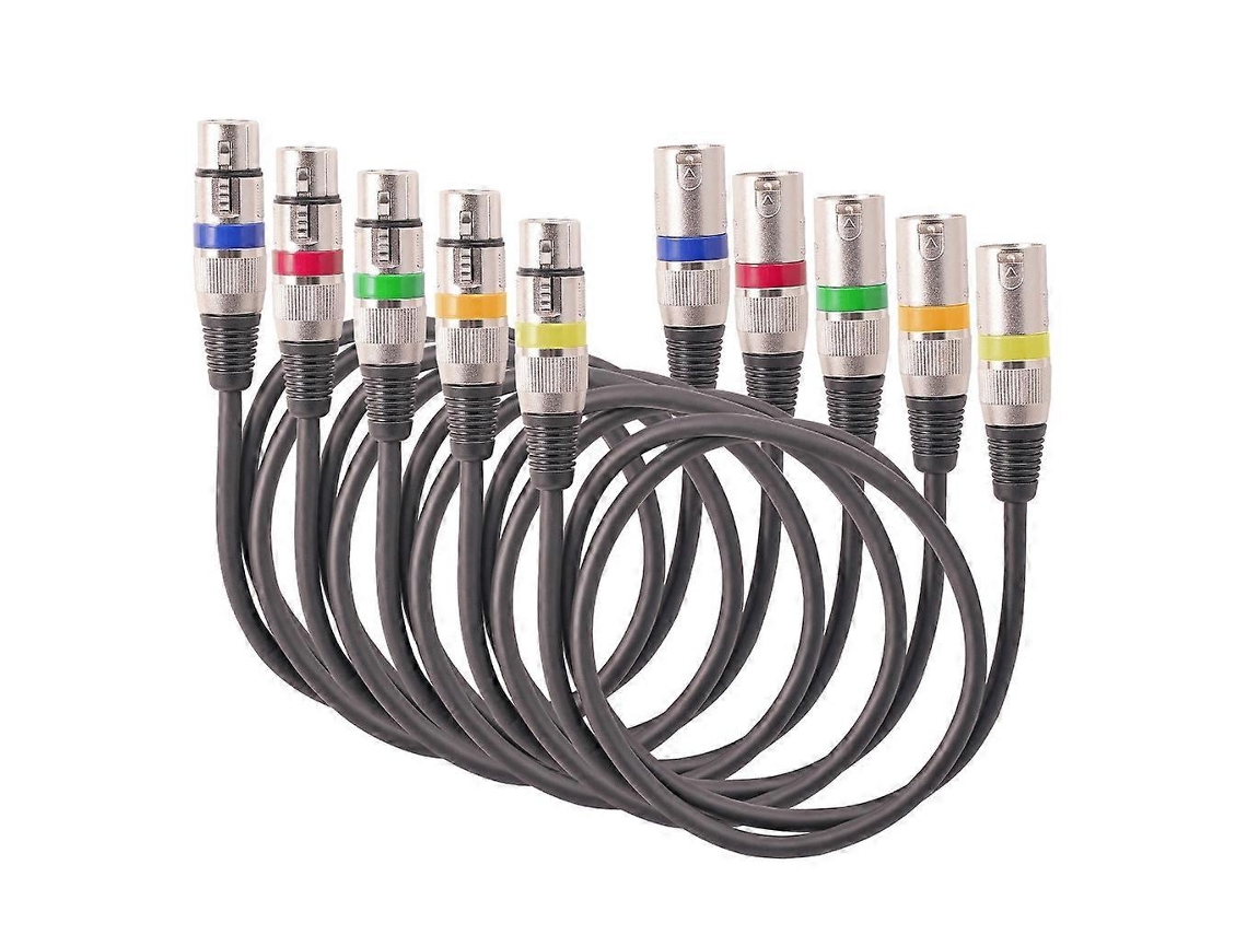 Cabo de microfone balanceado Slowmoose XLR de 3 pinos macho para fêmea (pacote com 5) para mixers, microfone de 3 m