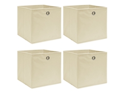 Vidaxl Caixas De Arrumação 4 Pcs 32x32x32 Cm Tecido Creme