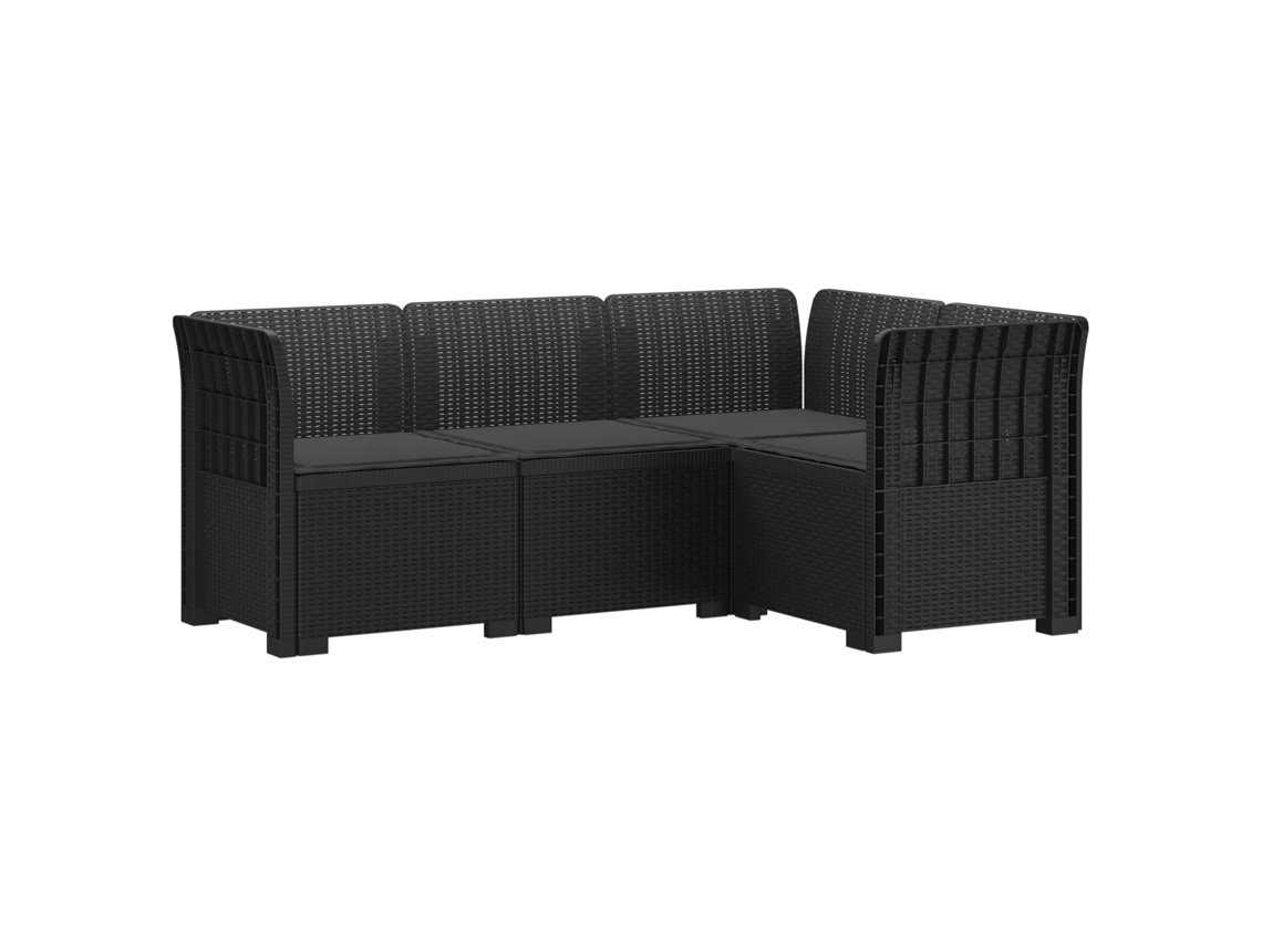 Vidaxl Sofá De Jardim Para 4 Pessoas Com Almofadas Visual Rattan Pp