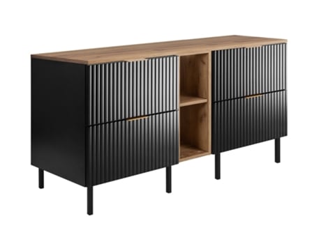 Armário De Banheiro, Preto / Carvalho Craft Alça Dourada, 140 X 77 X 46 Cm 3xe Living