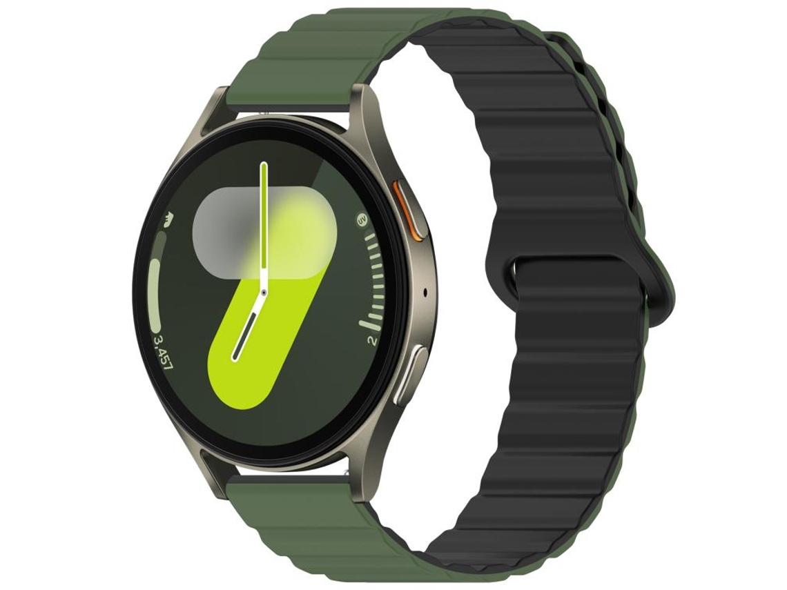 Bracelete para Samsung Galaxy Watch 7/6/5/fe Silicone Brilhante Magnético Loop Verde exército e Preto XIAOMOYU