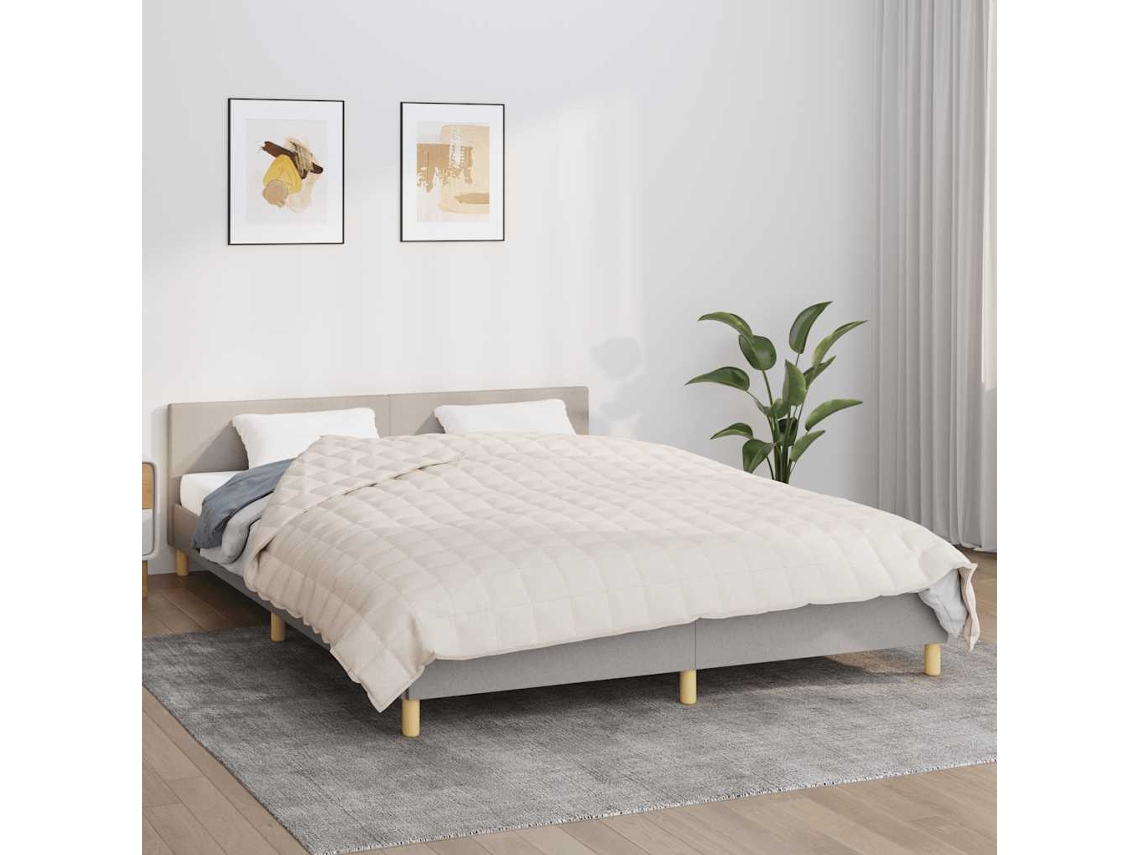 Vidaxl Manta Pesada 13 Kg 200x200 Cm Tecido Creme-claro