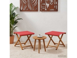 Vidaxl Cadeira De Deck 2 Pcs Madeira Sólida De Eucalipto Vermelho