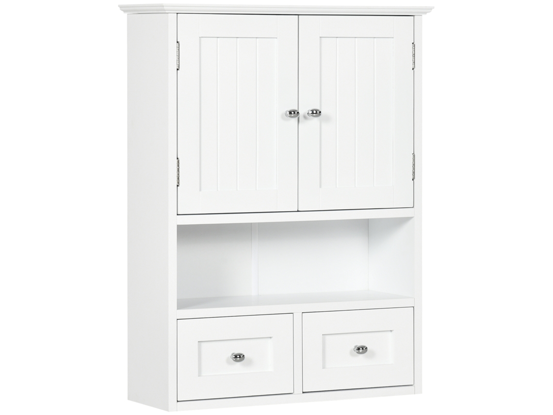 Armário De Parede Mdf Cor Branco 50,8x17,8x66 Cm Kleankin