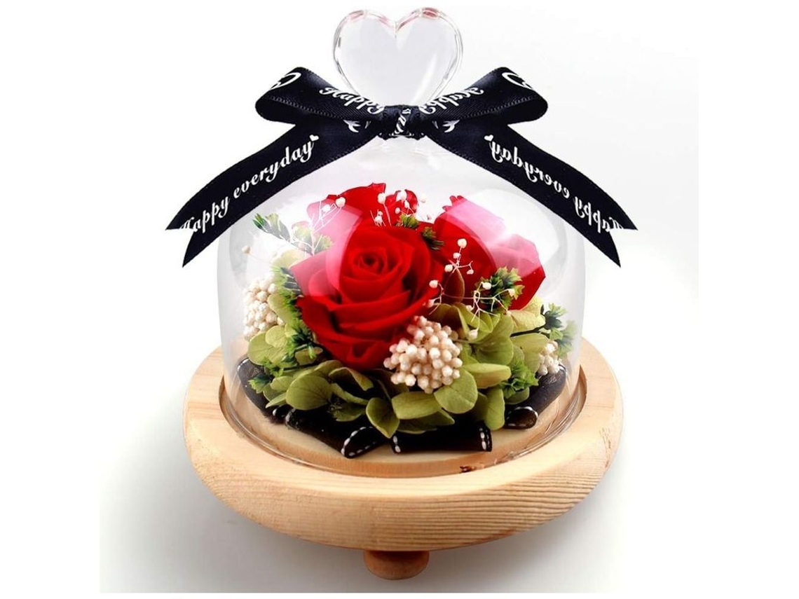 Rosa Eterna Com Luz Led Em Domo De Vidro Para Dia De São Valentim Aniversário Casamento Presente Romântico
