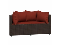 Maison Exclusive - Sofás De Canto Para Jardim Com Almofadões 2pcs Vime Pe Castanho