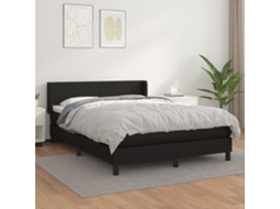 Vidaxl Cama Com Molas/colchão 140x190 Cm Couro Artificial Preto