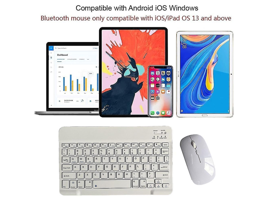 Lurelia Conjunto De Teclado E Mouse Bluetooth Recarregável, Ultrafino, Portátil E Compacto, Com Mouse Sem Fio Para Tablets Android, Window