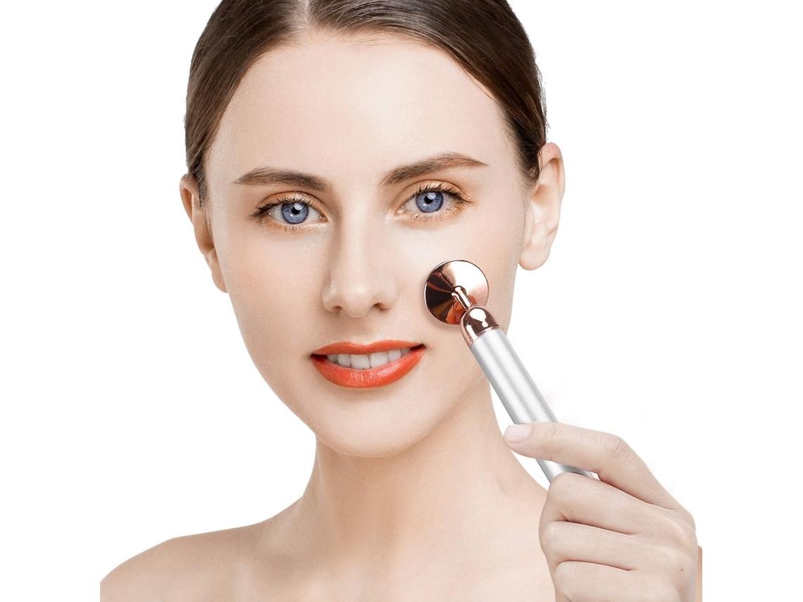 Rodillo de Jade Elétrico 3 em 1 Facial Vibratório e Massageador Facial, Quartzo Rosa GOKOCO