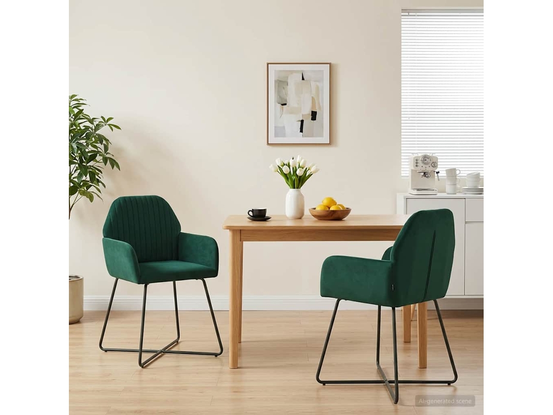 Vidaxl Cadeiras De Jantar 2 Unid. Veludo Verde-escuro 55 X 50 X 84 Cm