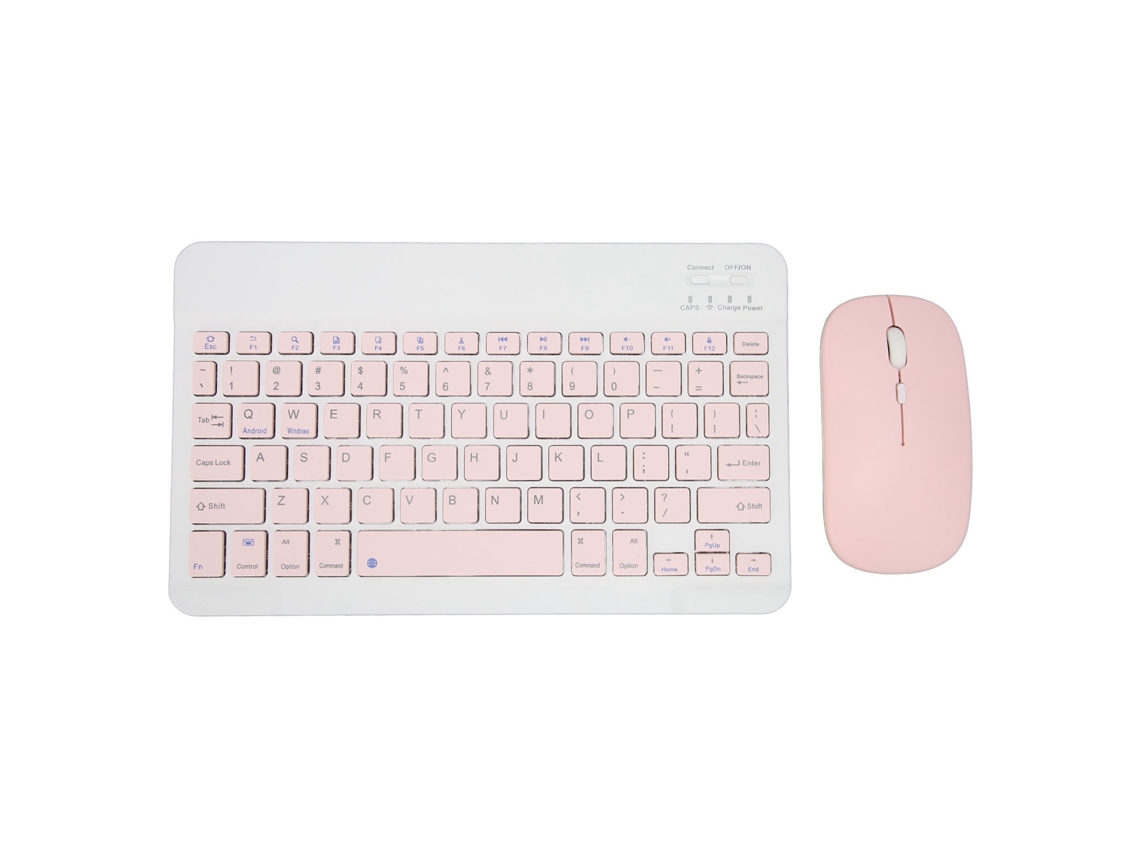 Conjunto De Teclado E Mouse Sem Fio De 10 Polegadas Para Tablets, Celulares E Computadores Rosa Aquaforge