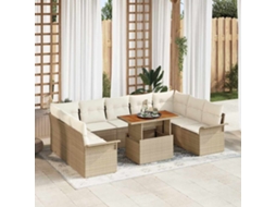 Vidaxl Conjunto De Sofá De Jardim 10 Unid. Bege E Creme