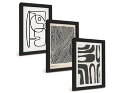 Composição De Quadros Padrões Abstratos Linhas Texturas Espelharte (3 Peças 20x30 Cm)
