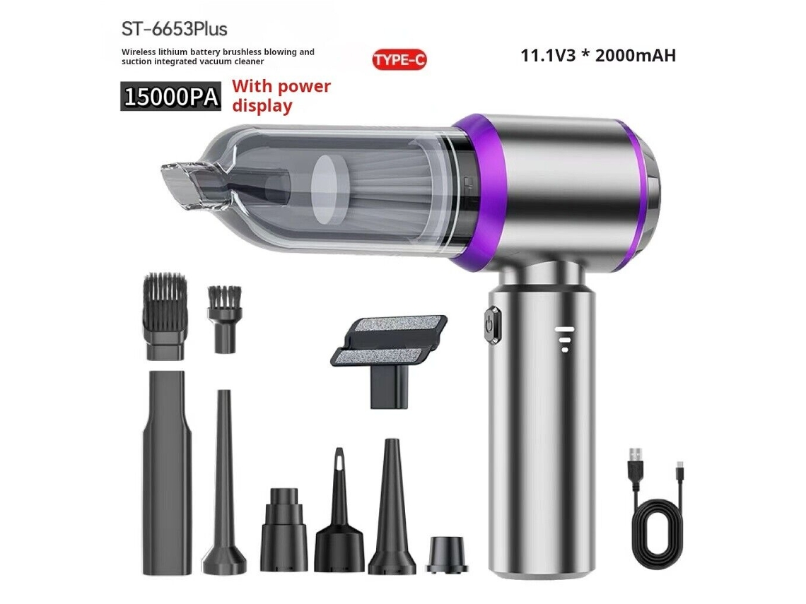 Aspirador De Pó Portátil De Alta Potência Para Uso Doméstico E Automotivo Roxo Prateado SUNNY SPACES