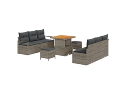 Conjunto 9 Conjunto De Sofás Para Exterior Vidaxl Cinzento Vime Pe (80 X 80 X 71 Cm)