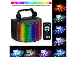 Projetor de Luz Led RGBW 24W DMX512 7 Canais Controle por Voz Automático para DJ Ktv Disco S/MARCA