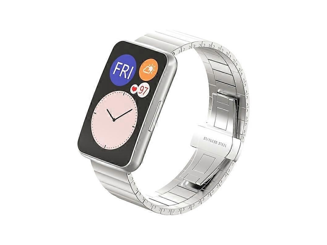 Pulseira De Metal Com Encaixe De Bambu Para Huawei Watch Fit (preta)