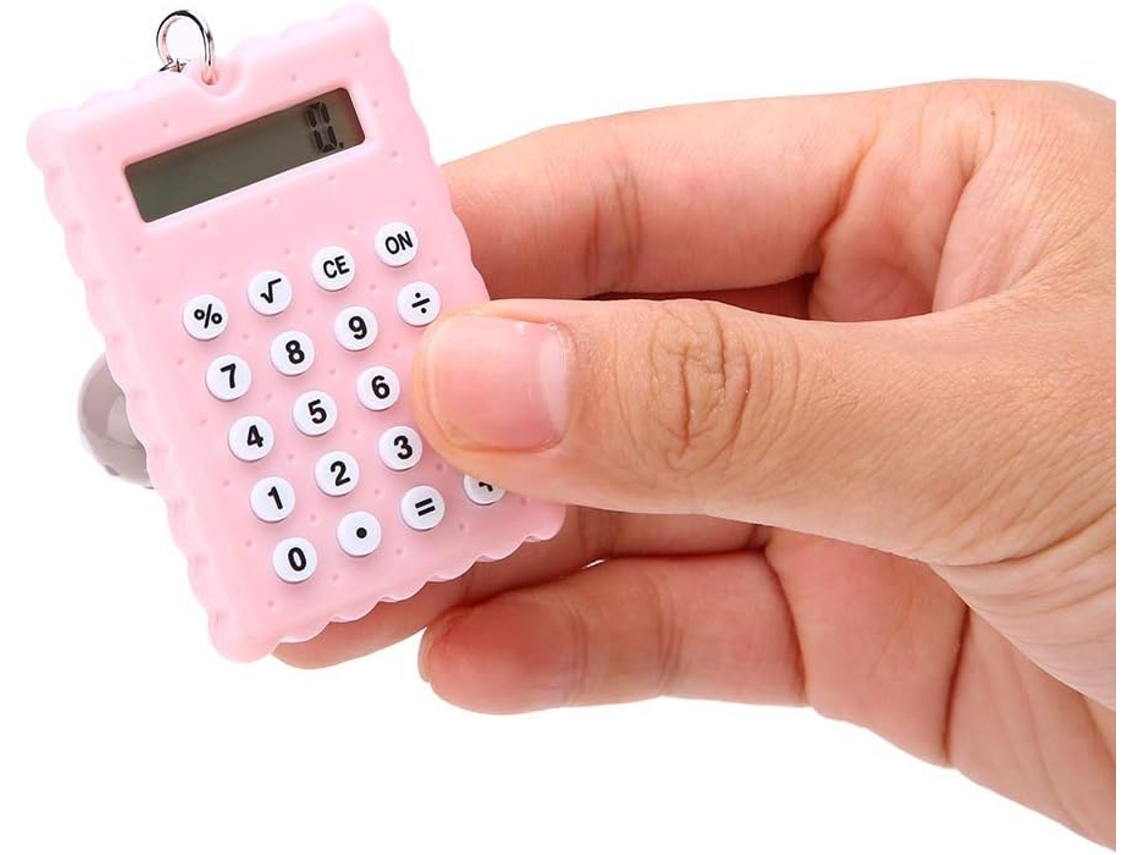 Mini Calculadora Portátil Fofa Em Formato De Chaveiro De Biscoito, Com Tela De 8 Bits. Gokoco