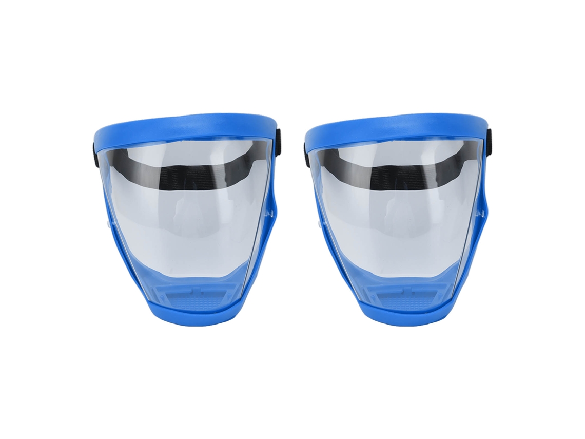 2026 2 Unidades de Máscara Facial Protectora Reutilizável com Cinta Elástica, Transparente, Inclui Filtro de Algodão, Azul e Branco, Adulto