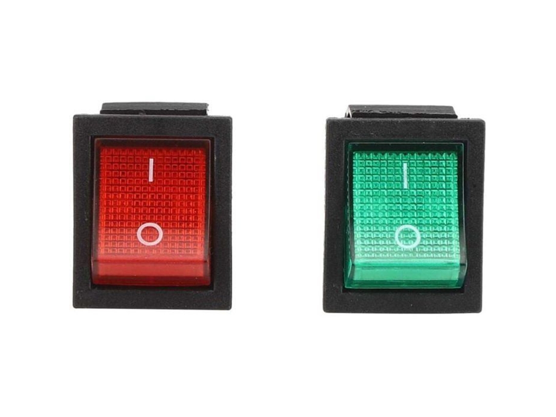 Conjunto De 5 Interruptores Basculantes 16a 120, 250v Com 4 Pinos E Luz Vermelha, 31 X 25 Mm, Da Marca Odipie
