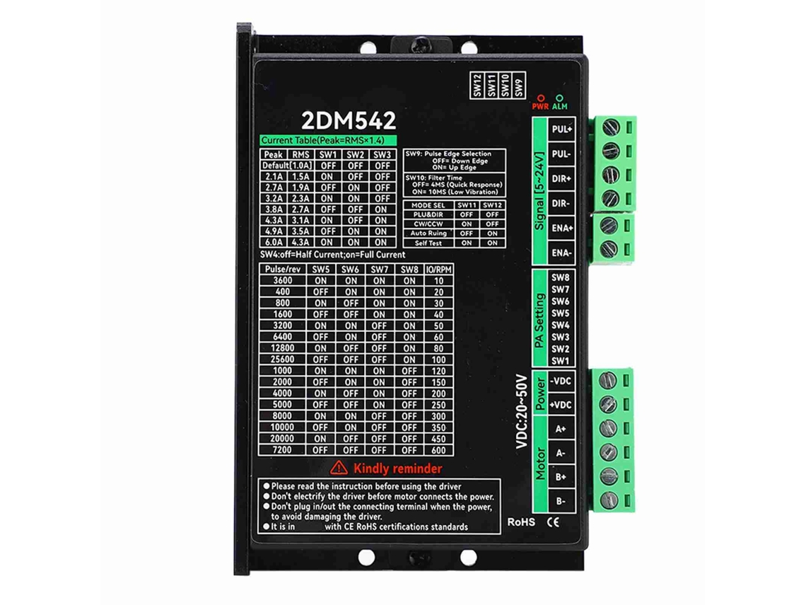 Controlador de Motor Passo 2 Fases Digital 2D M542 20‑50VDC