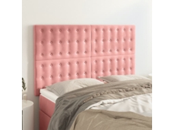 Vidaxl Cabeceira Rosa 144x5x118/128 Cm Veludo