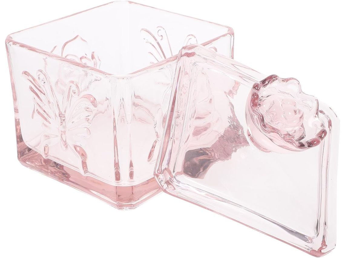Pote De Vidro Rosa Aboofan Com Tampa Hermética, Pote De Vidro Decorativo E Selado Para Armazenar Alimentos Na Cozinha