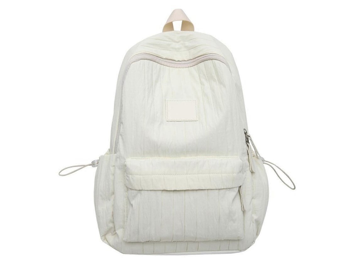 Mochila Estética Feminina, Leve, Com Grande Capacidade, Ideal Para Uso Casual, Viagens E Escola. Branca E Grande.