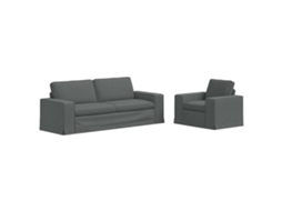 Maison Exclusive - Conjunto De Sofás 2 Unid. Cinza Escuro Tecido