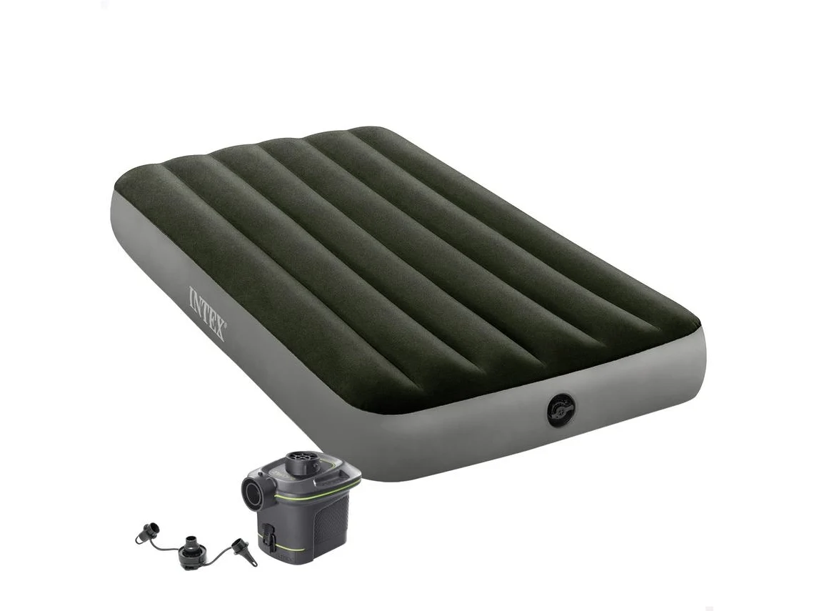 Colchão insuflável individual com bomba e fiber-tech intex