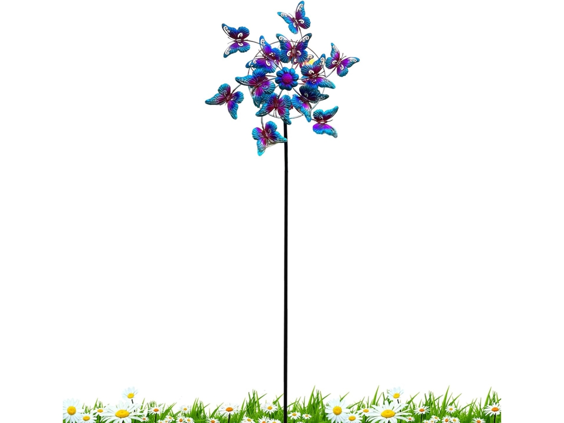 Moinho de Vento Borboleta Ornamento de Jardim Giratório em Metal com Estaca para Fixação no Solo, Escultura de Moinho CHABERLU